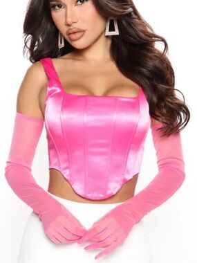 Fashion Nova Coquette Hot Pink Satin Not So Average Corset Top Size XL